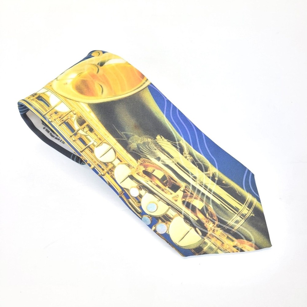 Saxophone & Notes Ralph Marlin Silk Tie Music Band 1998